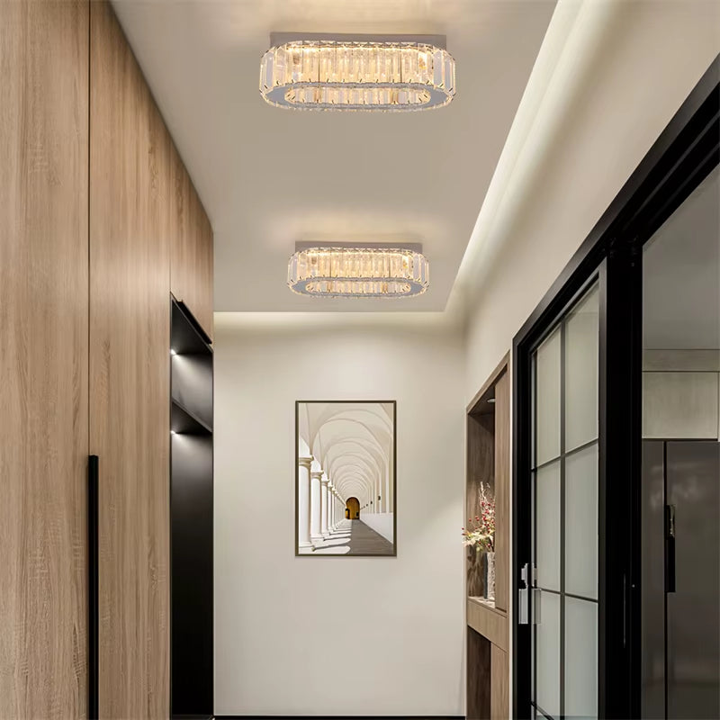 Indoor K9 Crystal Oval Ring Lamp Luxury Interior Decoration Led Chandelier Dining Room Lustre Hanging Lighting for Living Room