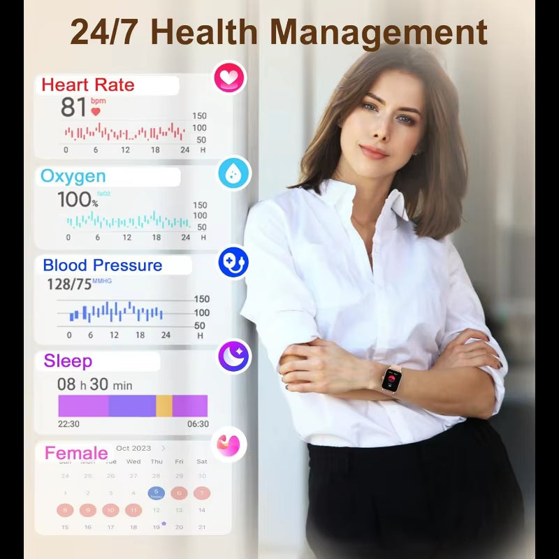 Smart Watch Fitness Tracker - Advanced Wireless Calling, Music Player, Health & Fitness Monitor with Heart Rate, Blood Oxygen