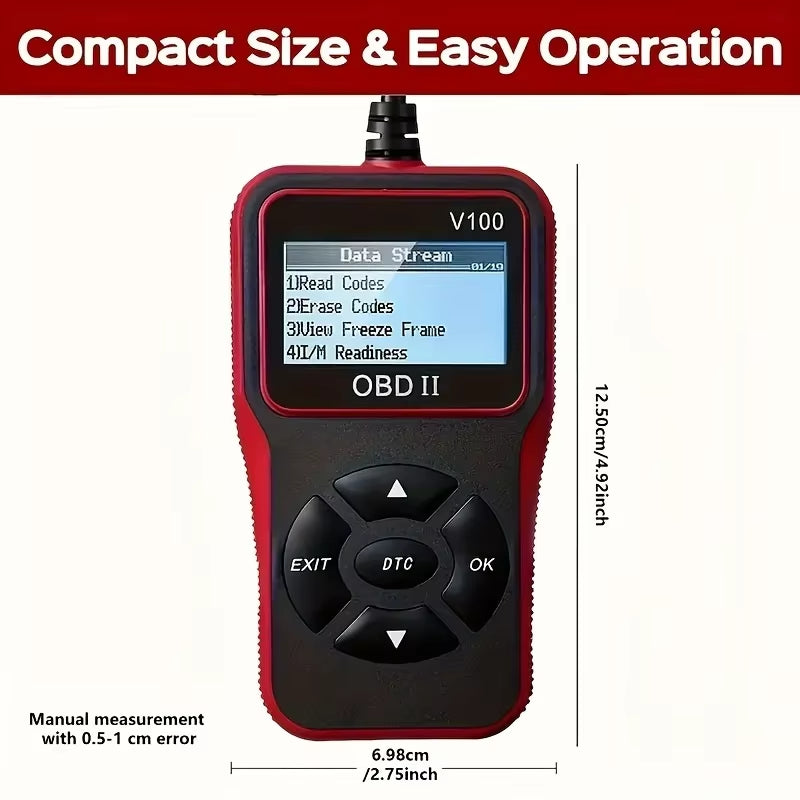 OBD2 Scanner Code Reader with 2.4" LCD Display - Professional Engine Diagnostic Tool
