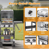 2 Burner BBQ Propane Gas Grill Stainless Steel 16 000 BTU Patio Garden Barbecue Grill with Two Foldable Shelves Gas Grill With