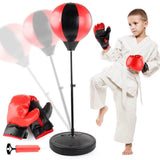 Free Standing Punching Bag Boxing Ball Training MMA Sports with Gloves and Mat Adjustable Height 125-145Cm for over 13 Years