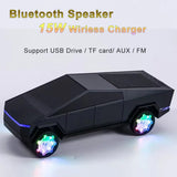 Tesla Car Shaped Wireless Bluetooth Speaker RGB Lights with 15W Wireless Charger Beautiful Car Model HIFI Stereo DJ Music Box