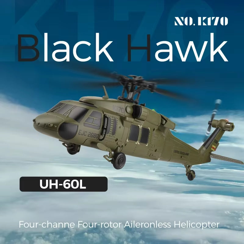 Wltoys K170 RC Helicopter with Gyro UH-60L 4CH Remote Control Brushless Helicopters with LED Light Airplane Toys for Kids