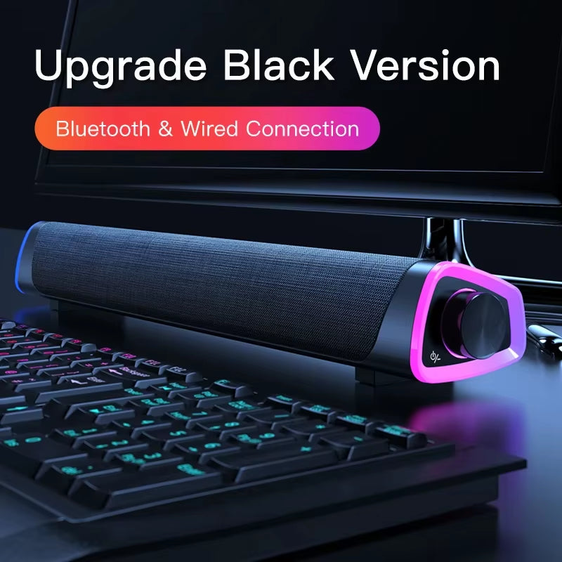 4D Computer Wired Loudspeaker Bluetooth Bar Stereo Sound Subwoofer Surround Soundbar Speaker for Macbook Laptop Notebook PC Game
