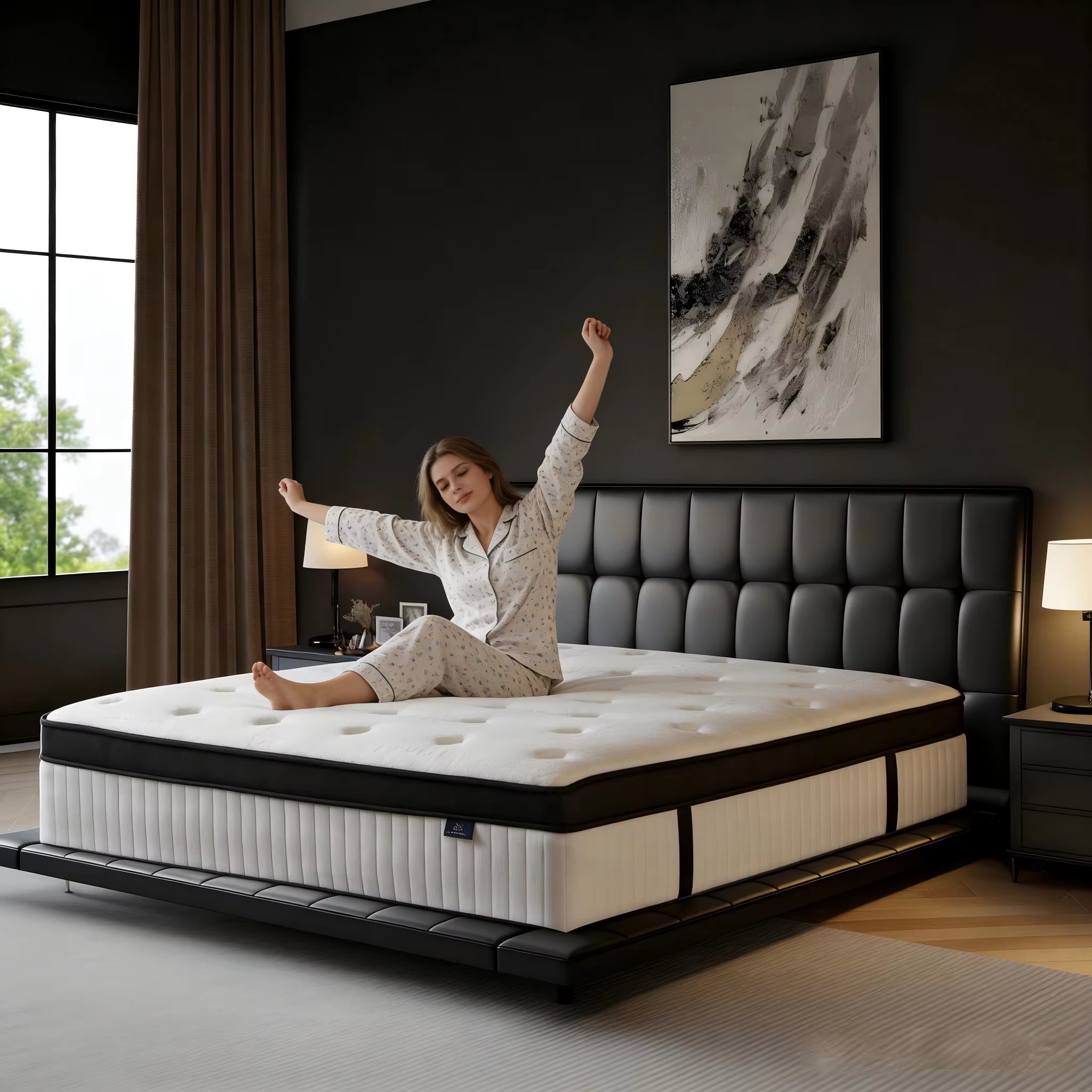 Store 12 Inch Queen and King Full Size Multilayer Hybrid Mattresses in a Box Medium Firm and Individual Pocket Springs