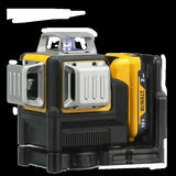 DW089LG 3-Sided 360-Degree 12-Line Green Laser Level with Vertical and Horizontal Alignment, 12V Battery, Model 2025