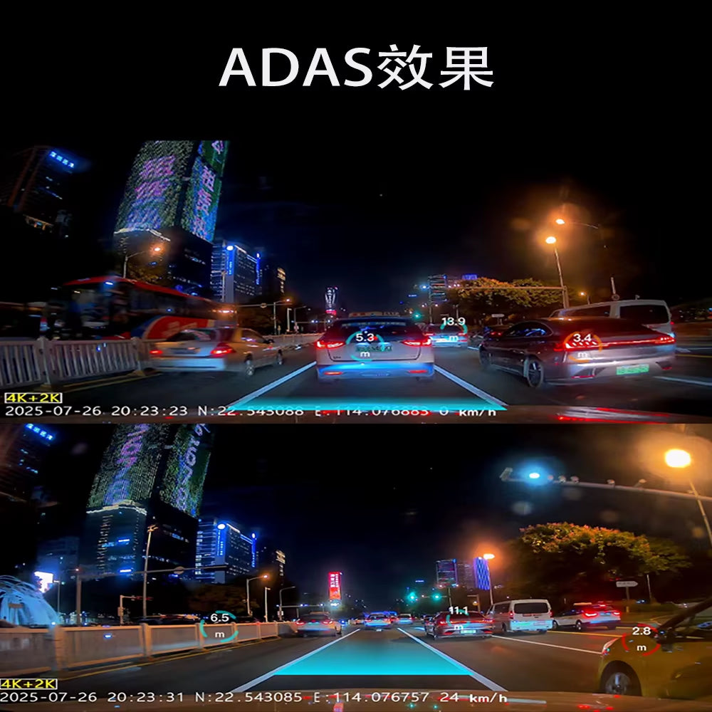 4K Dash Cam for Car Dvr Dual Lens Driving Recorder Car DVR 1080P Rear Lens Camera Built-In Wifi GPS Dashcam Black Box