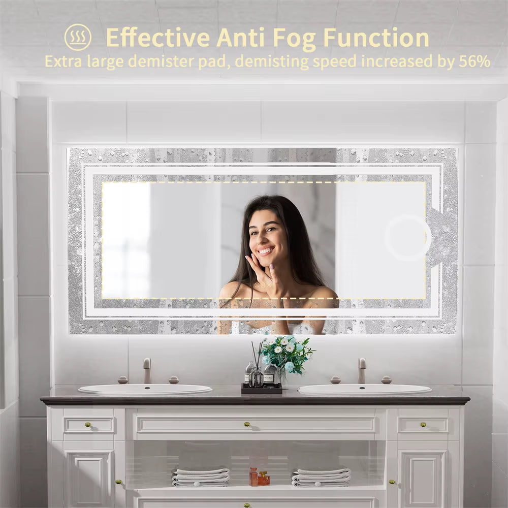 LED Mirror Bathroom Wall Mounted Magnifying Mirror for Washroom Toilet Shower Vanity Makeup Shaving Mirrors