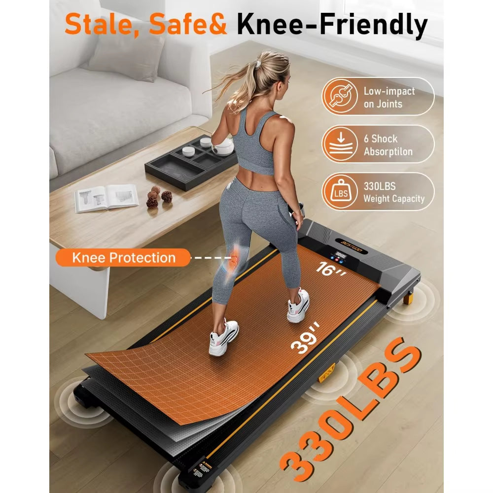 Portable under Desk Treadmill with 2.5HP Motor, 330Lbs Capacity for Home Use, Compact Design Ideal for Exercise at Work.