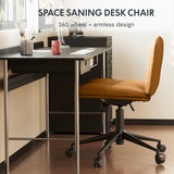Armless Cross-Legged Office Chair with Wheels - Comfortable Wide Seat Vanity Chair for Living Spaces, Customizable Design