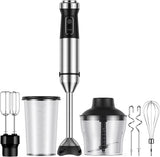 6-In-1 Immersion Blender, 1000W Hand Blender with 20 Speeds, Scratch-Resistant Stick Mixer with Whisk & Chopper
