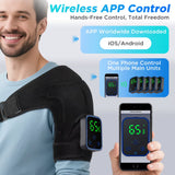 Wireless Shoulder Massager Pad Wrap App-Controlled Graphene Heating 7 Temp Levels 3 Vibration Modes 3 Timers LCD Muscle Relax