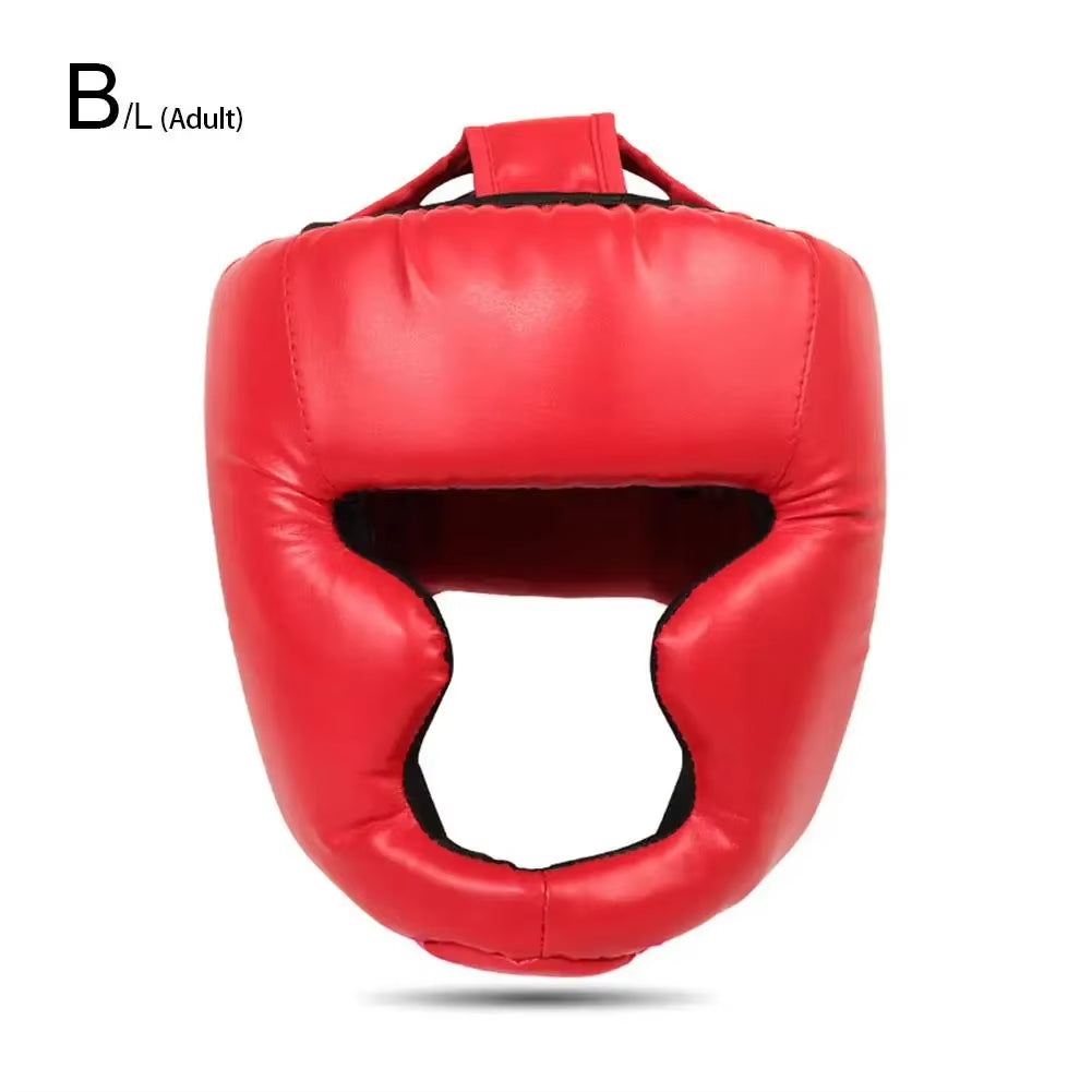 Full-Covered Pu Boxing Helmet Kids Adults Muay Thai Equipment Headgear Guard Training Taekwondo Head Boxing Sparring Gym A8Z5