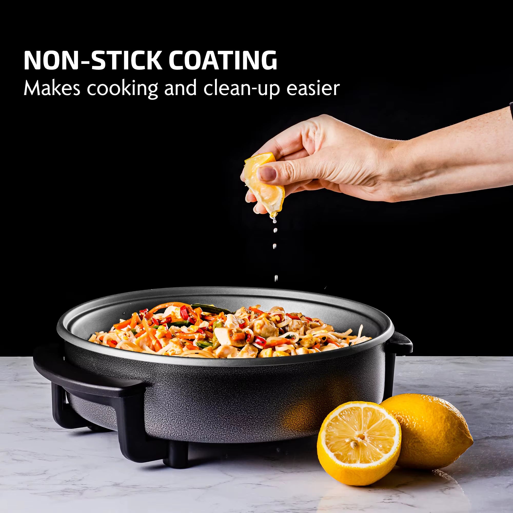 12 Inch Electric Skillet and Frying Pan with Nonstick Coating, 1400W Power, Adjustable Temperature Control, Tempered Glass Lid W