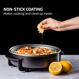12 Inch Electric Skillet and Frying Pan with Nonstick Coating, 1400W Power, Adjustable Temperature Control, Tempered Glass Lid W