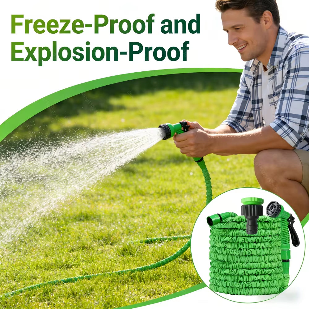 Retractable Magic Hose with High-Pressure Water Gun for Car Washing Garden Watering Multi-Function Cleaning Sprayer for Outdoor