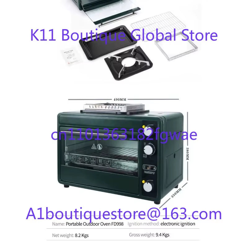 Household Multifunctional Outdoor Gas Pizza Oven Camping Gas Stove 2-In-1 Box Oven Portable Small Baking Oven