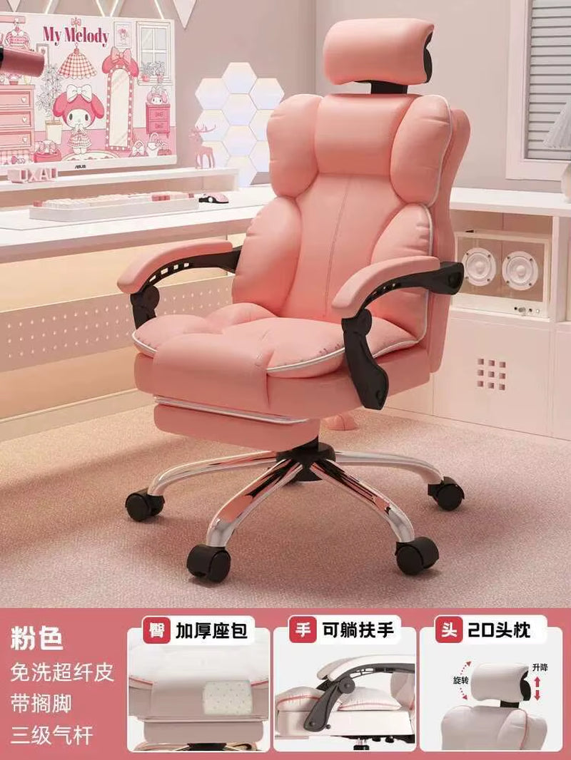 Aesthetic Low Price Kawaii Office Chair Back Cushion White Luxury Girls Gaming Chair Office Furniture