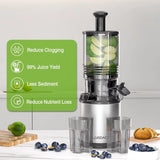 6.5" Large Feed Chute Electric Slow Masticating Juicer, 350W for Whole Fruits and Vegetables, Easy Clean Assembly