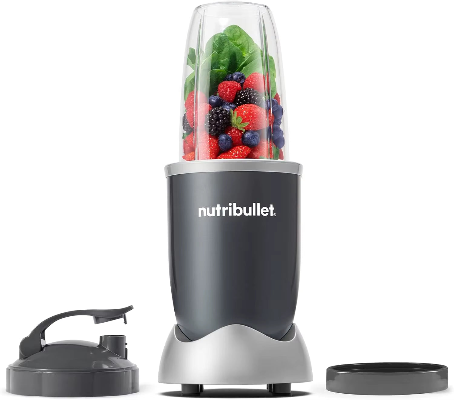 Personal Blender, Shakes, Smoothies, Food Prep, and Frozen Blending, 24 Ounces, 600 Watt, Gray, NBR-0601WM