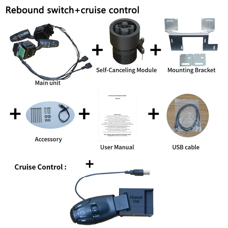 For T300 Racing Simulator Steering Wheel Euro/American Truck Turn Signal Wiper Automatic Rebound Cruise Ignition Switch