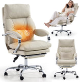 Ergonomic Executive Office Chair with Footrest, High Back PU Leather, Adjustable Recline, and Swivel Design