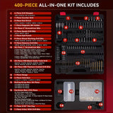 400-Piece Comprehensive Drill Bit and Screwdriver Bit Set with Storage Case, Ideal for Metal, Wood, and Masonry Applications