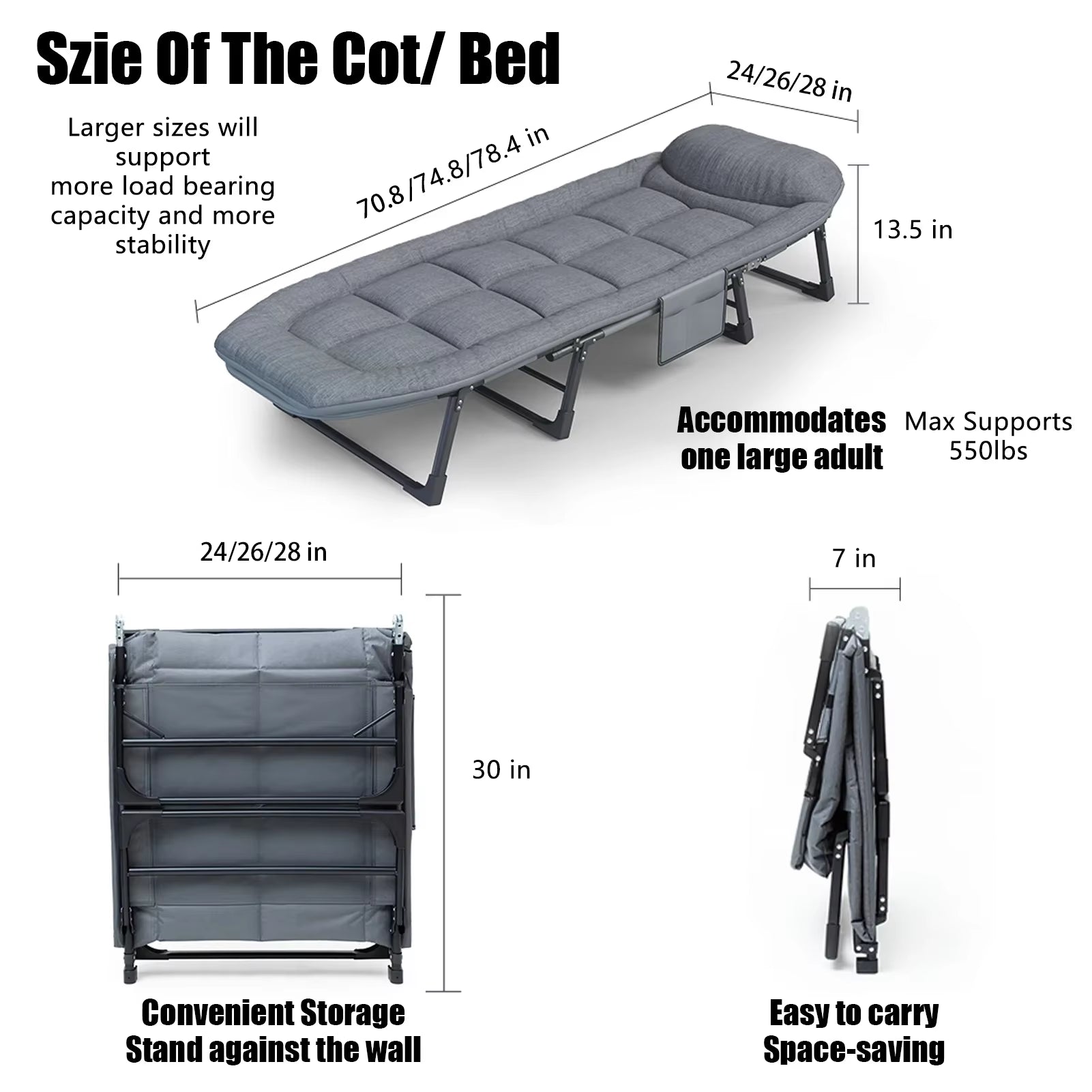 American Folding Bed, Household Single Sofa Bed, Nap and Nap Lounge Chair, Essential for Courtyard Sunbathing