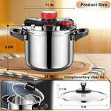 10 QT Pressure Cooker, 18/8 Stainless Steel, 10/15 PSI Settings, One-Hand Locking, Compatible with Gas and Induction Cooktops, G
