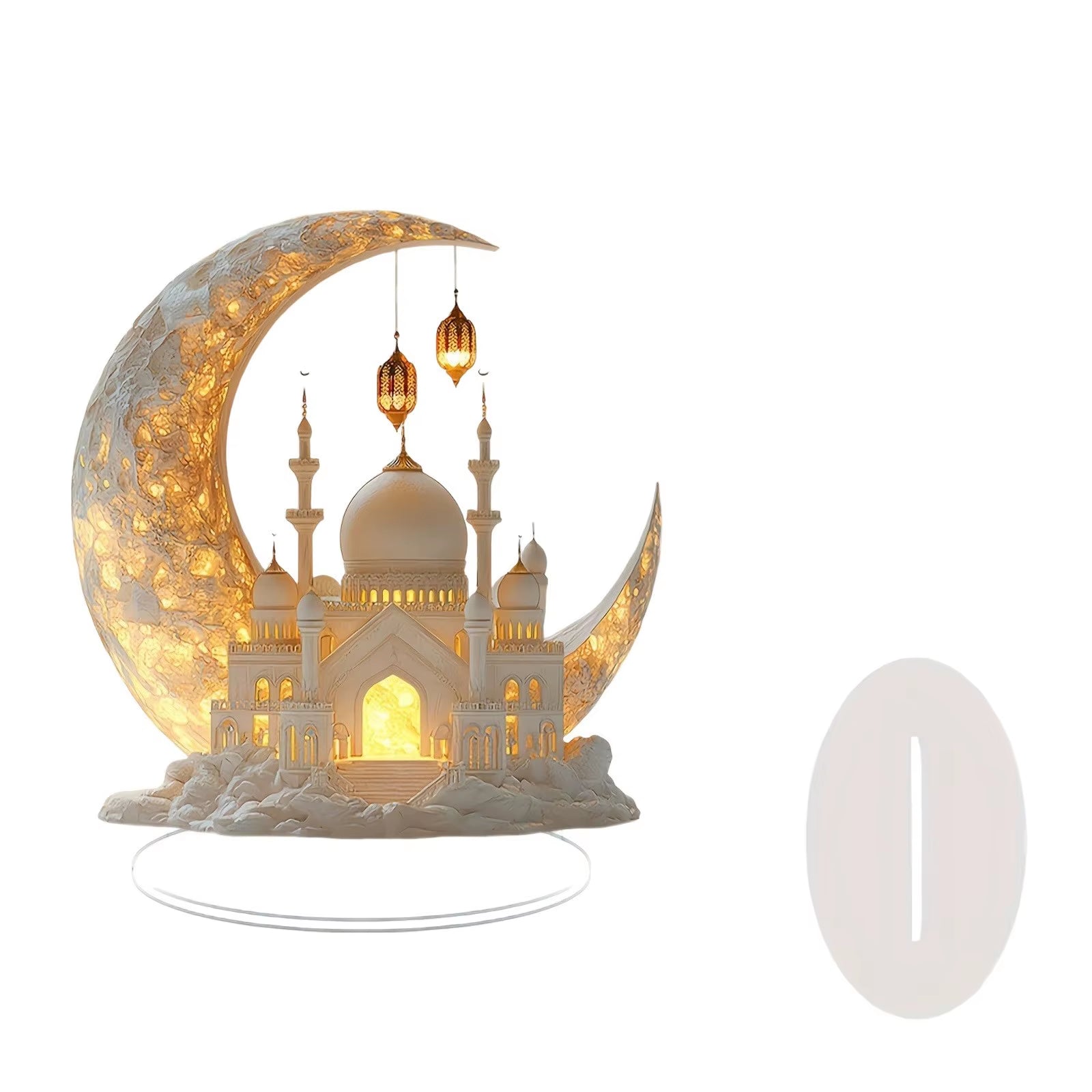 2D Acrylic Crescent Castle Ornament Ramadan Festival Decoration Eid Al-Fitr Mubarak Islamic Table Sign Home Party Events Decor
