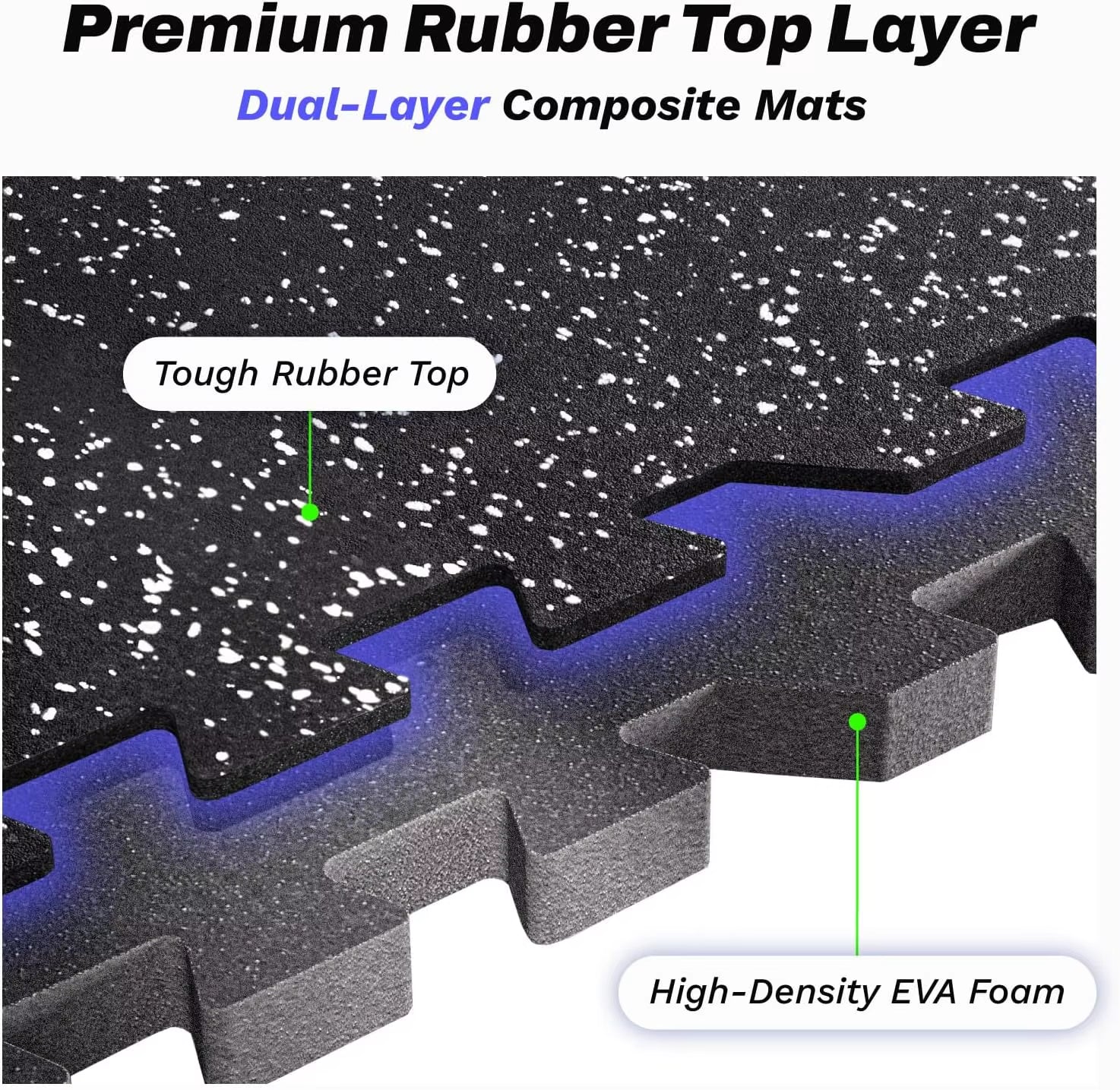 24 Sq Ft Interlocking Gym Floor Mats, 6 Tiles with Rubber Top & EVA Foam for Home Workouts