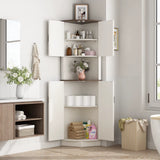Bathroom Storage Tall Cabinet with Doors, 67" Corner Storage Cabinet with Barn Doors and Adjustable Shelf for Kitchen Bathroom