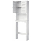 Over the Toilet Storage Cabinet, Space-Saving Bathroom Organizer with Adjustable Shelf & Hooks, Anti-Tip above Toilet Shelf