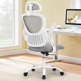 Ergonomic Mesh Office Chair with Adjustable Headrest and Flip-Up Arms, Featuring Comfortable Lumbar Support for Home Office Use