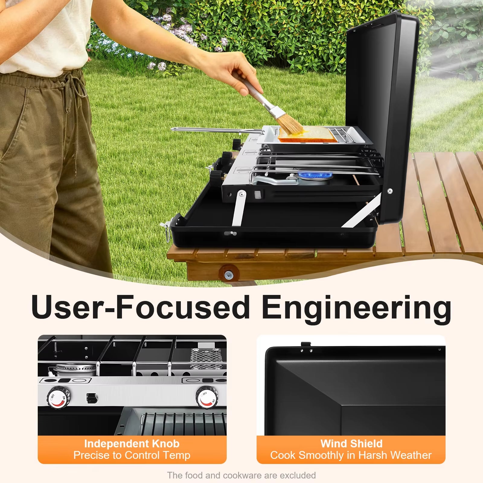 Portable Camping Stove 3-Burner Gas Stove Outdoor Cooking Stove Propane Butane Campfire Grill