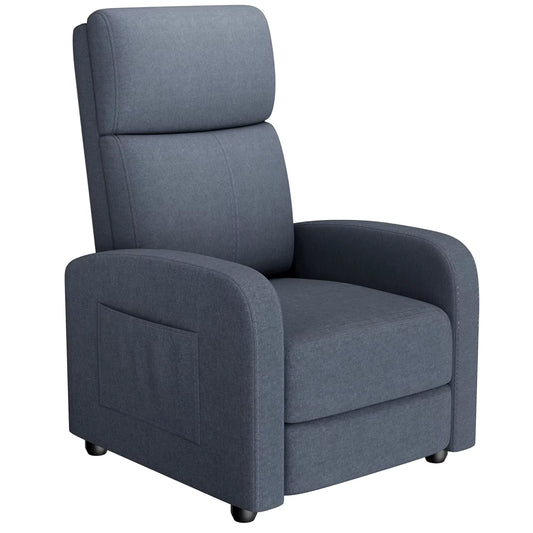 Push Back Recliner Chair for Adults, Lazy Adjustable Single Sofa with Side Pocket Ergonomic Home Theater Seating for Living Room
