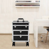 Professional Rolling Makeup Case Large Capacity Aluminum Trolley Case Portable Multifunctional Makeup Case with Drawers