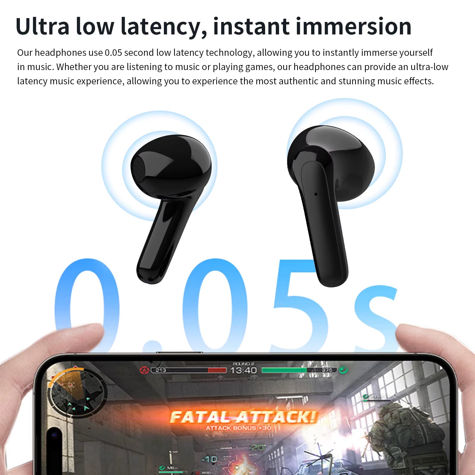 Wireless Headphones, In-Ear Headphones, with Microphone, Stereo In-Ear Headphones with LED Display