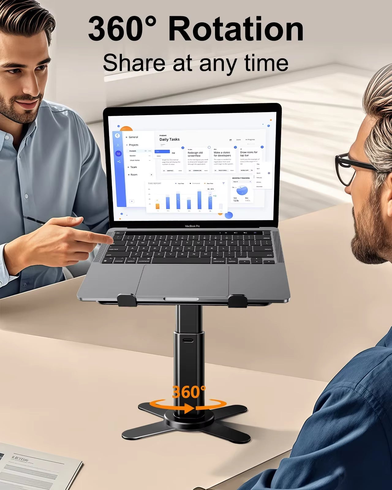 Metal Desktop Laptop Holder Riser Computer Stand Height Adjustable Portable Laptop Table Stand for 11-17.3" Device