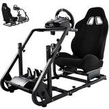 Racing Simulator Cockpit with Seat for Logitech, Thrustmaster, and Fanatec Steering Wheels: Compatible with G25, G27, G923, And