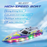 Electric RC Boat 2.4G Remote Control Stunt Speedboat Children Toy Lights High Speed RC Racing Boats Yacht Competitive Game Ship