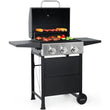 3 Burner BBQ Propane Gas Grill Stainless Steel 30 000 BTU Patio Garden Barbecue Grill with Two Foldable Shelves