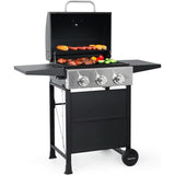 3 Burner BBQ Propane Gas Grill Stainless Steel 30 000 BTU Patio Garden Barbecue Grill with Two Foldable Shelves