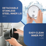 Mini Rice Cooker 2 Cups Uncooked, 1.2L Portable Non-Stick Small Travel Rice Cooker, One Button to Cook and Keep Warm Function, B