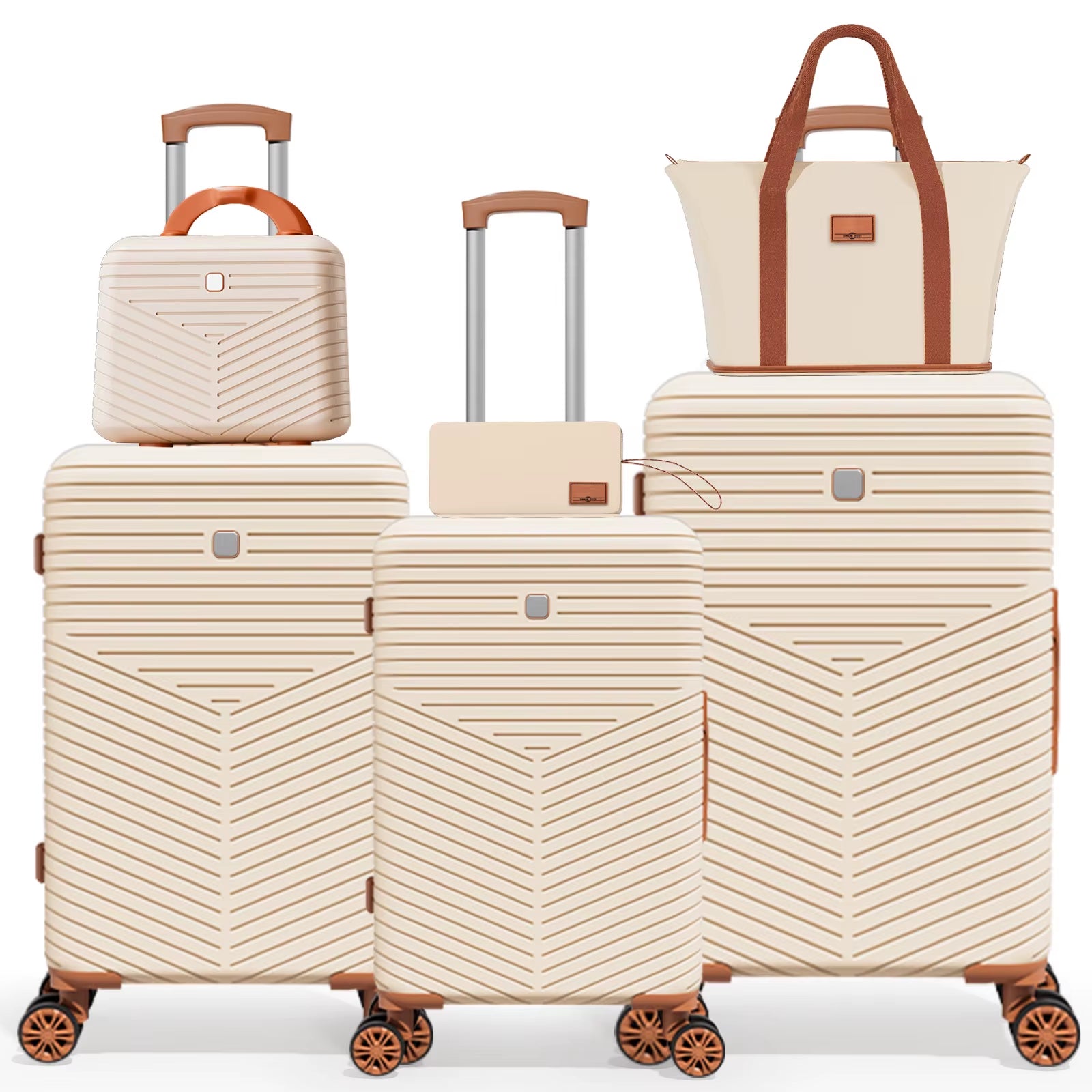 4/6 Piece Luggage Set with Spinner Wheels & TSA Lock, Carry on Luggage Hardshell ABS+PC, Travel Collection Suitcases Sets