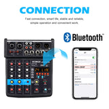 B 4 Channel 24 DSP DJ Audio Sound Mixer Interface Mixing Console Desktop Karaoke with MP3 Input USB Bluetooth Input Stereo