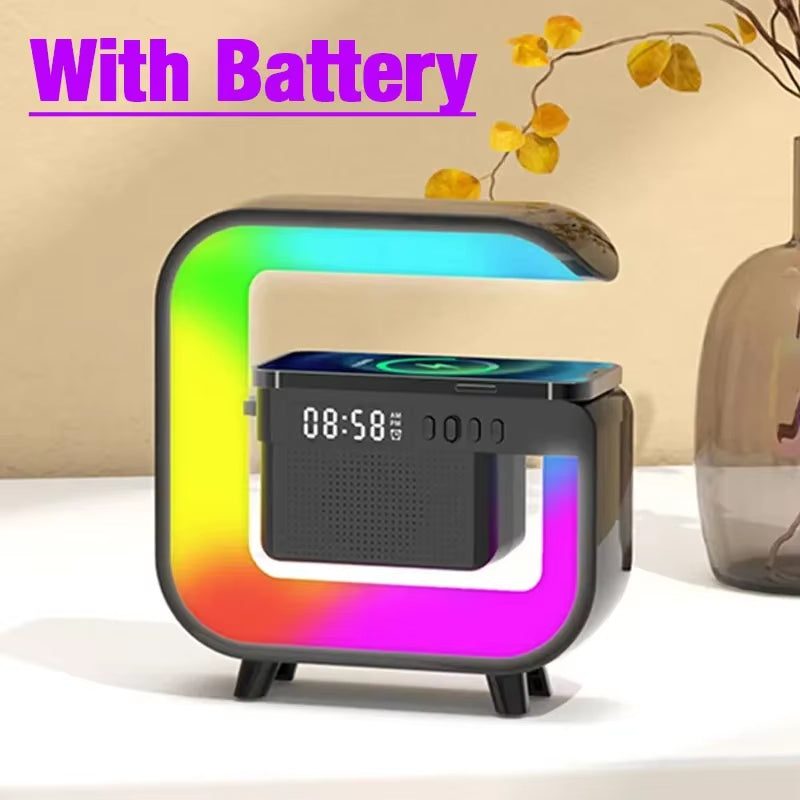 Bluetooth Wireless FM TF Speaker Phone Wireless Charger RGB Light for Iphone Samsung Xiaomi Fast Charging Home Portable Speakers
