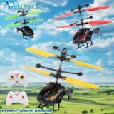 RC Helicopter 2CH Induction Remote Control Floating Airplane Gesture Control Aircraft Suspension Quadcopter with LED Kid Gift