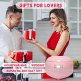 Peach Heart Shape 8 Cup Rice Cooker 4 Cup Uncooked Multifunctional Pink 300W with Preset Timer 1.8L
