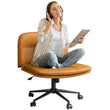 Armless Cross-Legged Office Chair with Wheels - Comfortable Wide Seat Vanity Chair for Living Spaces, Customizable Design